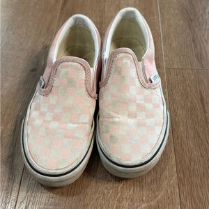 Vans Kids Pink and White Checkered Slip-On Sneakers